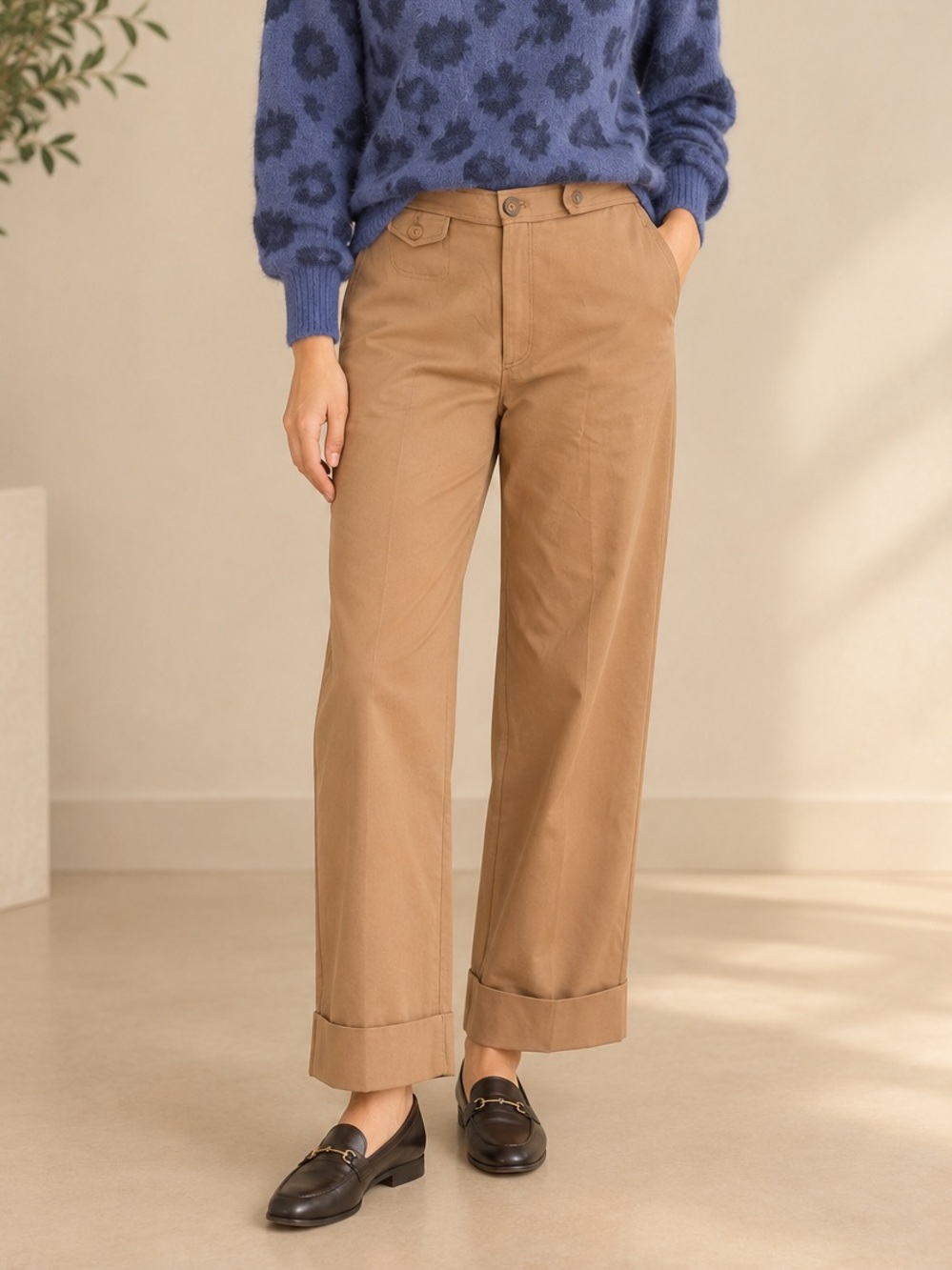 Club Monaco Women's Straight-Leg Pants in Camel Tan